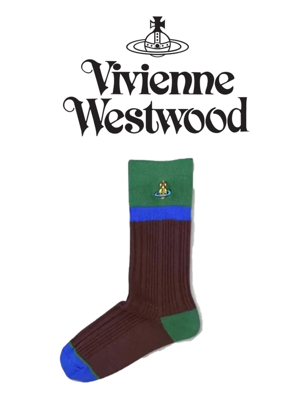 Vivienne Westwood Unisex Colorblock Ribbed Socks - Multi Color Choices - Picture 6 of 13